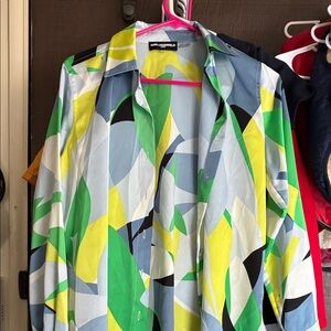 Karl Lagerfeld Men's Shirt in Blue, Green, and Yellow